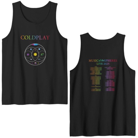 Discover Coldplay Music Of The Spheres Live 2025 Tour Merch Two Sides Unisex Double Sided Tank Tops