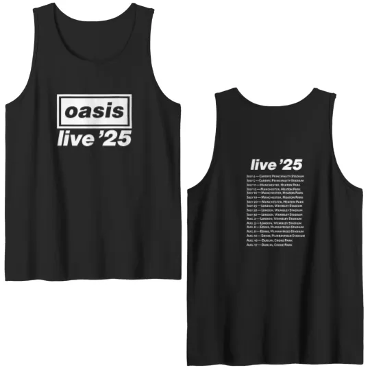 Discover Oasis Live 25 Tour Double Sided Tank Tops – Unisex Britpop Rock Heavyweight Double Sided Tank Tops