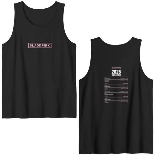 Discover Blackpink 2025 World Tour Dates Logo Unisex Double Sided Tank Tops, Gift For Fans