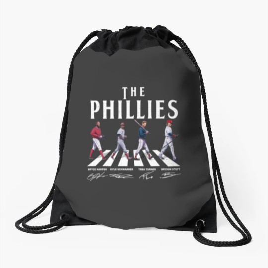 Discover Phillies Walking Abbey Road Signatures Baseball 2023 Signatures Drawstring Bags