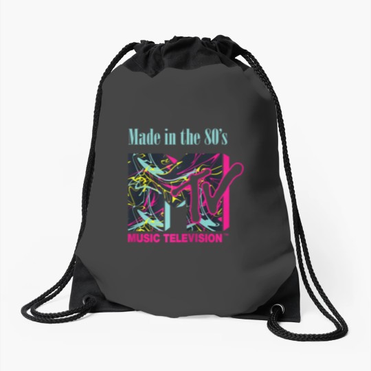 Discover Mademark x MTVs The  MTVs Logo with abstract funky new Wave Lines Raglan Baseball Tee Drawstring Bags