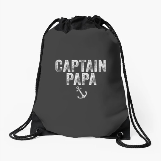 Discover Captain Papa Pontoon Lake Sailor Fishing Boating Boat Funny Drawstring Bags
