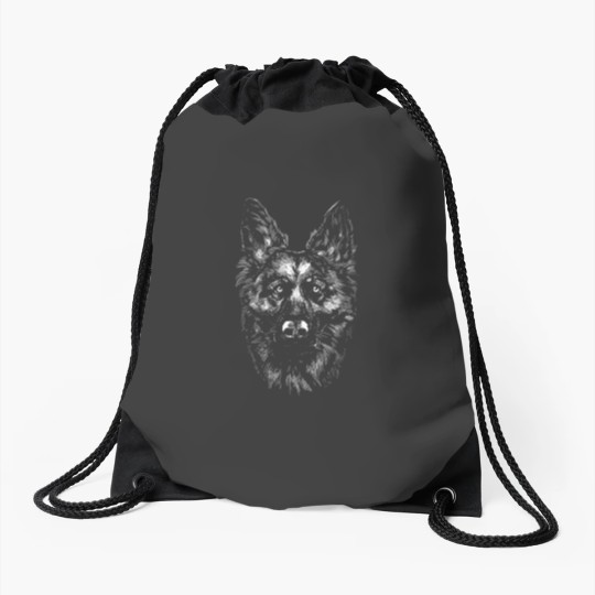 Discover German Shepherd Monochrome Drawstring Bags Drawstring Bags