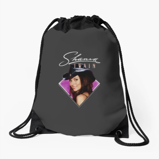 Discover  Shania Twain Purple Photo White Text Drawstring Bags