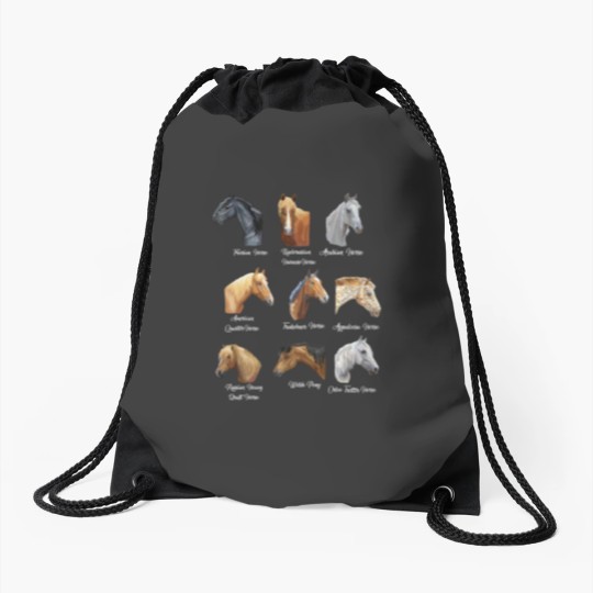 Discover Horse Breeds Equestrian horseback riding gift for girls Drawstring Bags