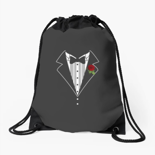 Discover Funny Tuxedo shirt Wedding Shirt fakes Tux Bachelor Prom Drawstring Bags