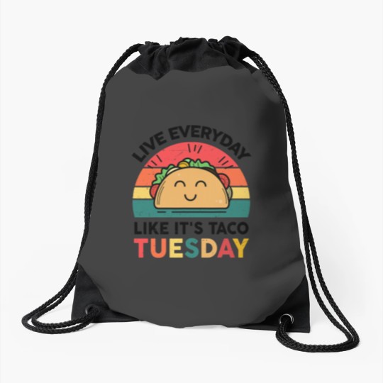 Discover Funny Everyday Likes Taco Tuesday Cute Taco Drawstring Bags