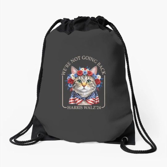 Discover Harris Walz 2024 We're Not Going Back Drawstring Bags, Kamala Harris, Harris Walz Drawstring Bags