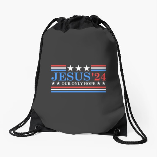 Discover Jesus Christ 2024 President USA Election Political Parody Drawstring Bags
