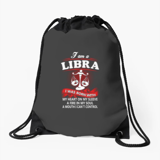 Discover i am a libra woman i was born with my heart on my t Drawstring Bags