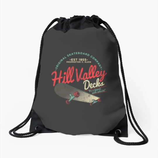 Discover Hill Valley Decks Original Skateboard Company Drawstring Bags