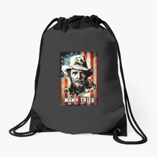 Discover Vintage Merle Haggard Mama Tried Black Drawstring Bags
