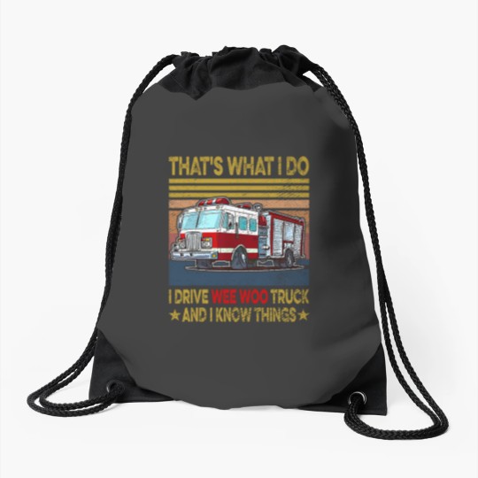Discover Nn I Drive Wee Woo Truck FireFighter Costume Fireman Drawstring Bags