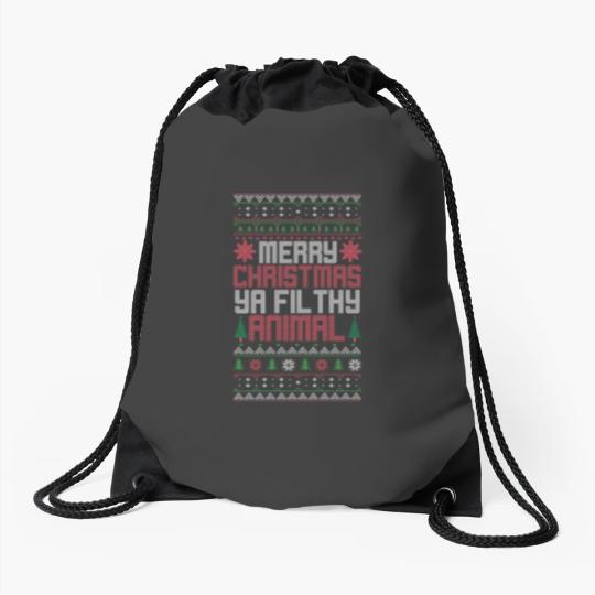 Discover Urban Attitude Christmas Merry Xmas Ya Filthy Animal Meme Drawstring Bags