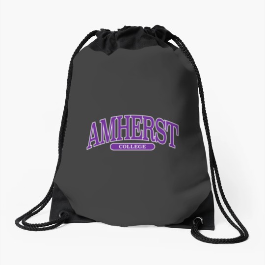 Discover amherst - college font curved Drawstring Bags