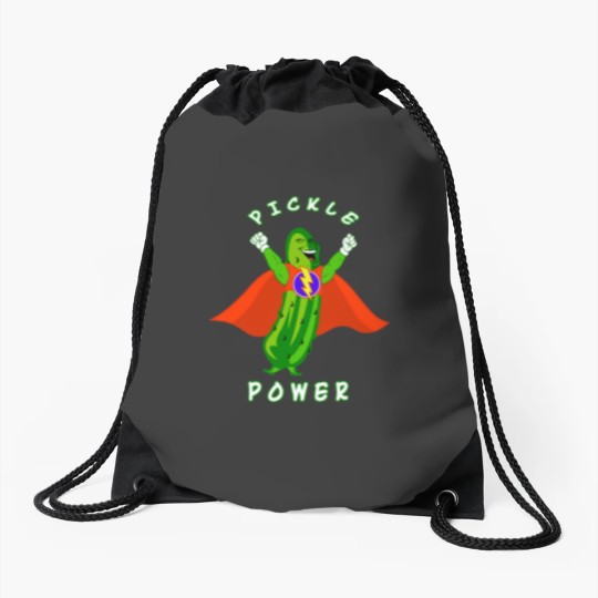 Discover Pickleball Pickle Power Super Hero Drawstring Bags