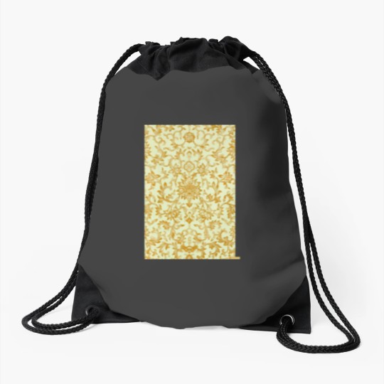 Discover yellow-gold pattern with flower motifs Drawstring Bags