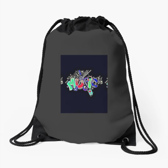 Discover Music Black  Colorful Text 5132 Drawstring Bags