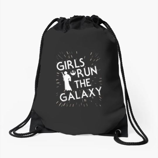 Discover girls run galaxy Drawstring Bags