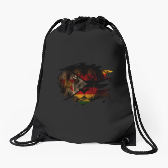 Discover Zimbabwe Lion Flag Drawstring Bags
