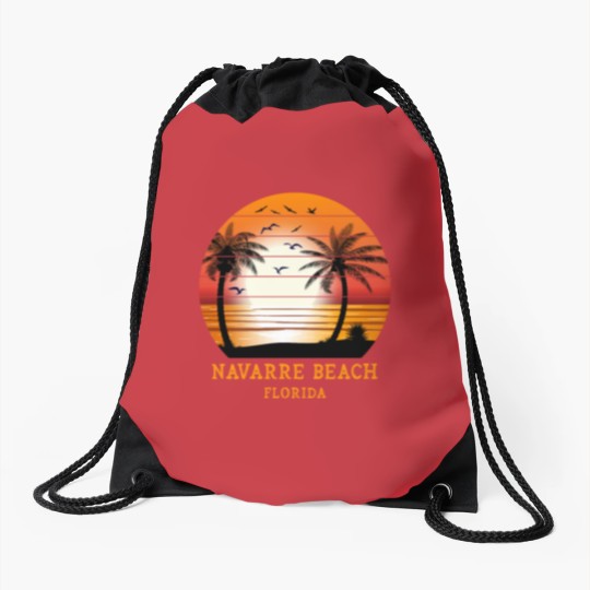 Discover Navarre Beach Florida Vintage Sunset Retro Summer Drawstring Bags