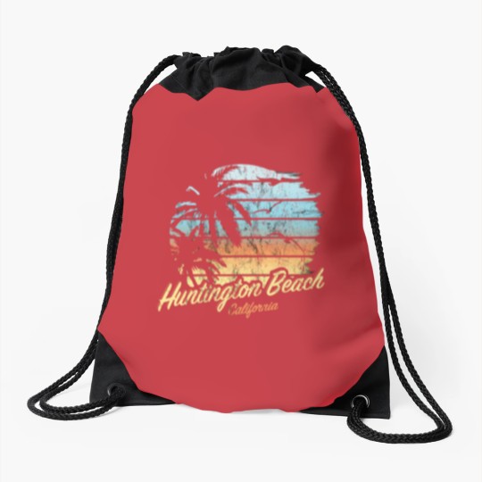 Discover Huntington Beach Florida Usa The Original Sunset Drawstring Bags