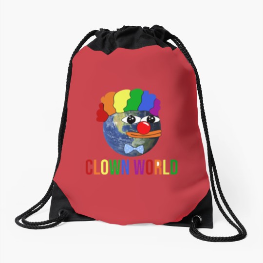 Discover clown world Drawstring Bags