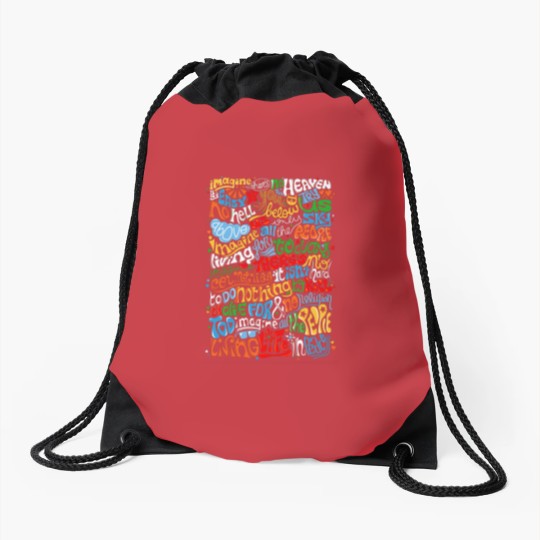 Discover Lennon Imagine Quote Drawstring Bags