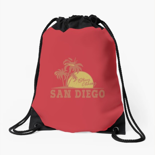 Discover san diego logo Drawstring Bags