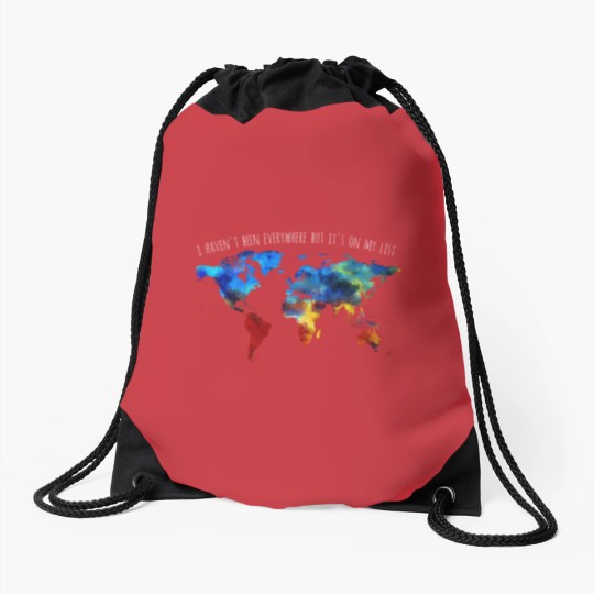 Discover I Haven't Been Everywhere But It's On My List Drawstring Bags