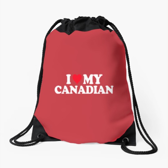 Discover I Love My Canadian Drawstring Bags Heart Funny Canada Gi Drawstring Bags