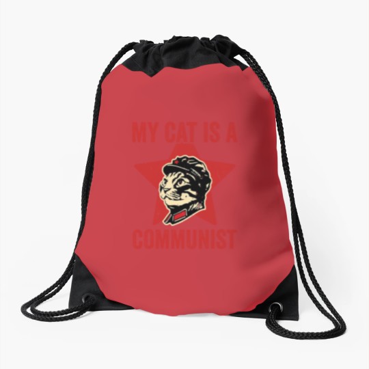 Discover My Cat Is A Communist Vintage Funny Cat Lover Sayi Drawstring Bags