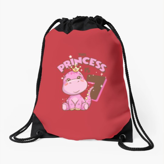 Discover Dinosaur T- Drawstring Bags This Princess is 7 Girls 7th Birthday Pink Dinosaur Party T- Drawstring Bags