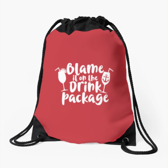 Discover blame it on the drink package t Drawstring Bags
