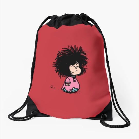 Discover Mafalda with newly-raised disheveled nightgown Quino argentina cartoon Drawstring Bags