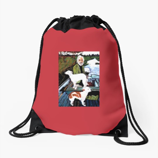 Discover Goodfellas Painting Old Man with Dog Drawstring Bags