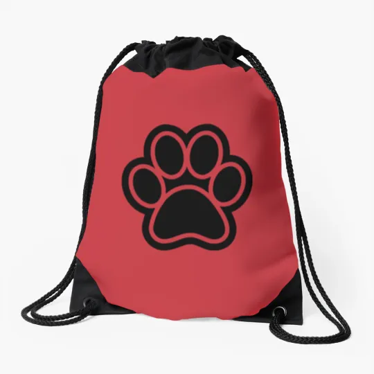 Discover Paw Print Drawstring Bags