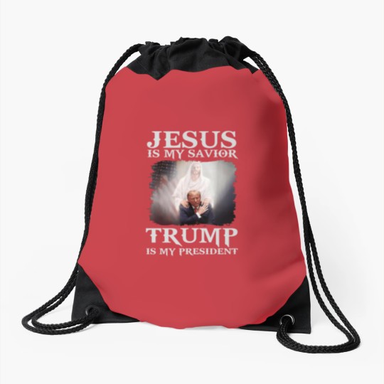 Discover Jesus Is My Savior Trump Is My President Drawstring Bags
