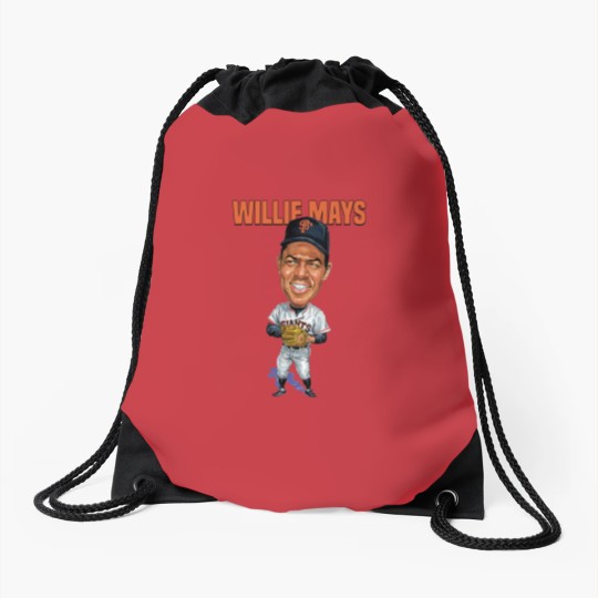 Discover Willie Mays Baseball Caricature Vintage Essential Drawstring Bags