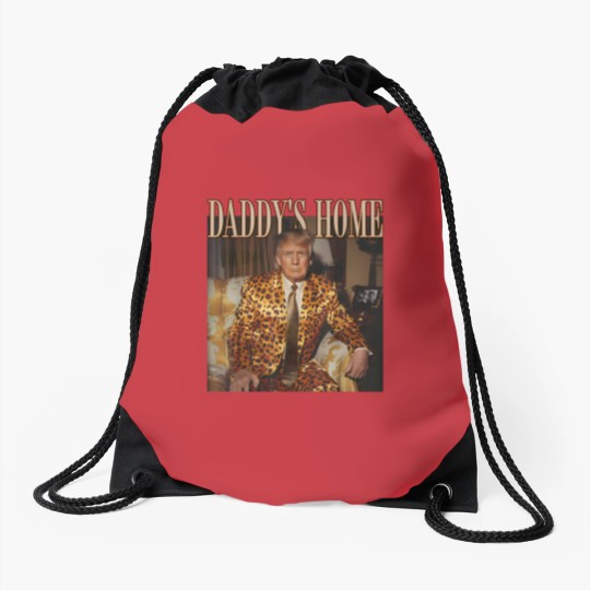 Discover Daddy's Home Trump Drawstring Bags Trump 2024 Leopard Funny MAGA Drawstring Bags