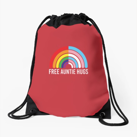 Discover Free Auntie Hugs Rainbow Transgender Flag LGBTQ Gay Pride Drawstring Bags