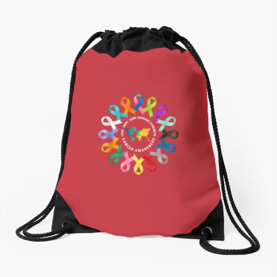 Discover All Cancer Matters Awareness Fight Cancer Ribbon Support Drawstring Bags