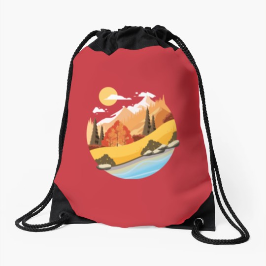 Discover Mountain Vibes Unisex V Neck Drawstring Bags