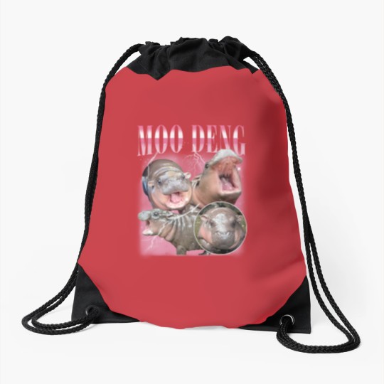 Discover Vintage Moo Deng Drawstring Bag