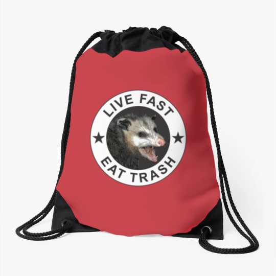 Discover Live Fast Eat Trash Drawstring Bags