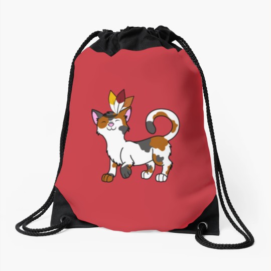 Discover Thanksgiving Calico Cat with Indian Headdress Perfect Gift Drawstring Bags