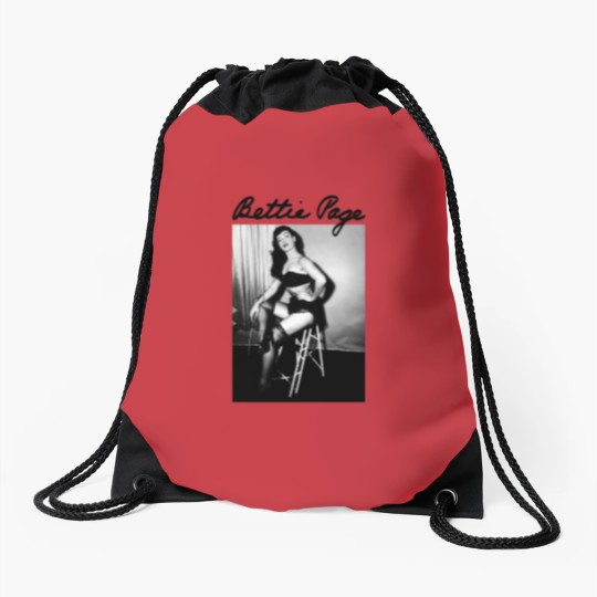 Discover Bettie Page BLACK Drawstring Bags short sleeve