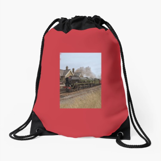 Discover Steam train over Yorkshire moors Drawstring Bags