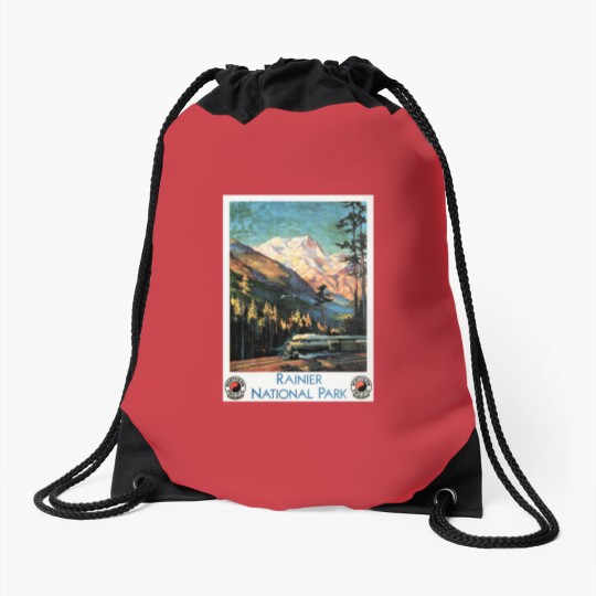 Discover Rainier National Park Old Railway Northern Pacific Drawstring Bags