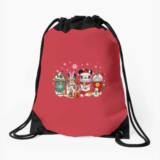 Discover Cute Animated Mouse Christmas Coffee Drawstring Bags, Mouse Christmas Drawstring Bags